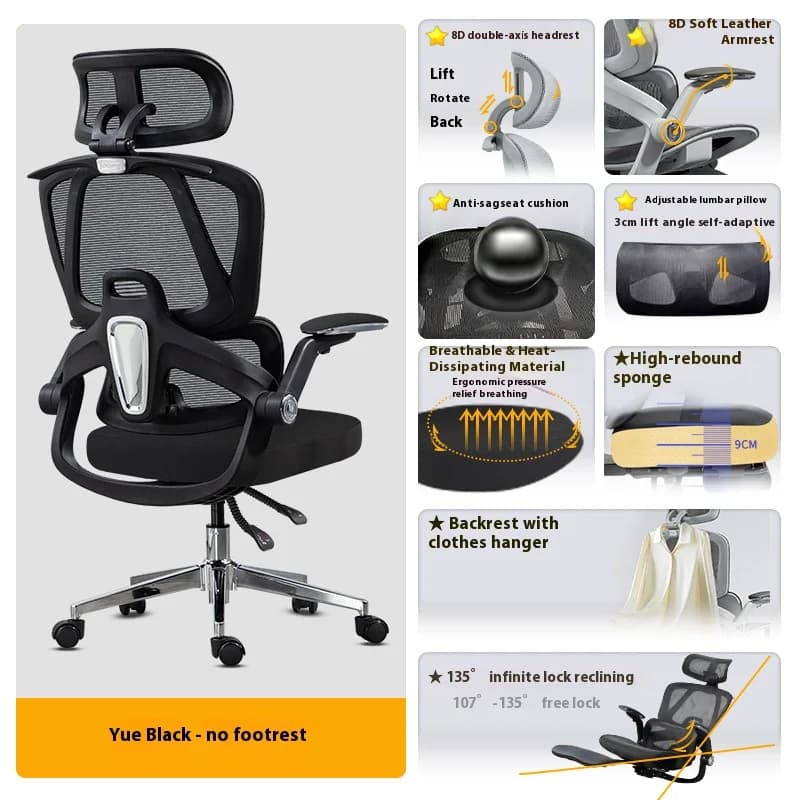 Sedia da gioco Sedia da scrivania ergonomica da ufficio Supporto lombare Girevole Rolling Home Office Sala computer Chaise Bureau Sedia ergonomica