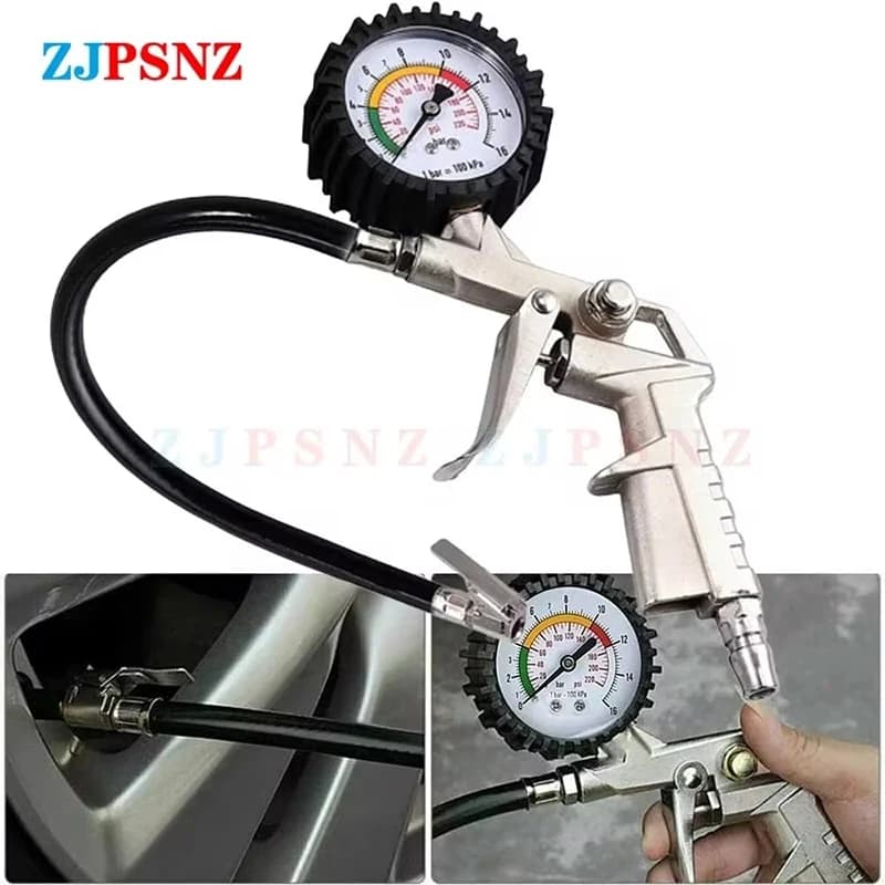 Manometro per pistola a pressione pneumatici per auto utilizzato per compressore d'aria per auto moto SUV pompa di gonfiaggio strumento di riparazione pneumatici 0-220/0-16BarPs