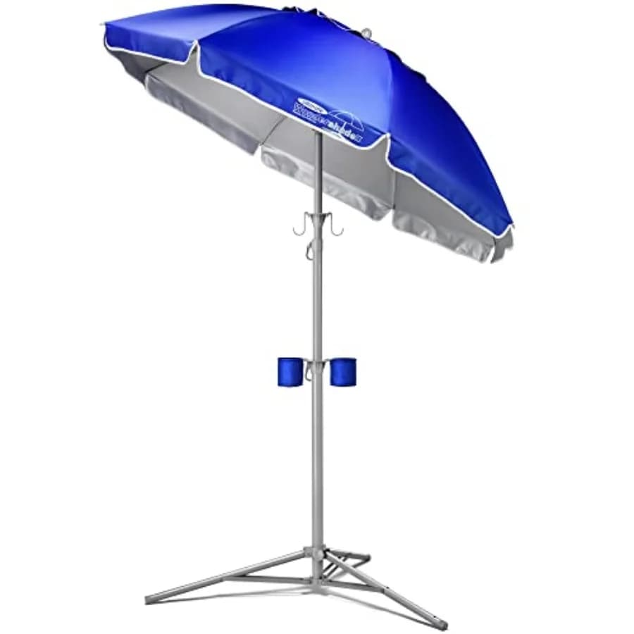 Ultimate Portable Sun Shade Umbrella Lightweight Adjustable Outdoor Patio and Beach Umbrella with Tripod Base Blue