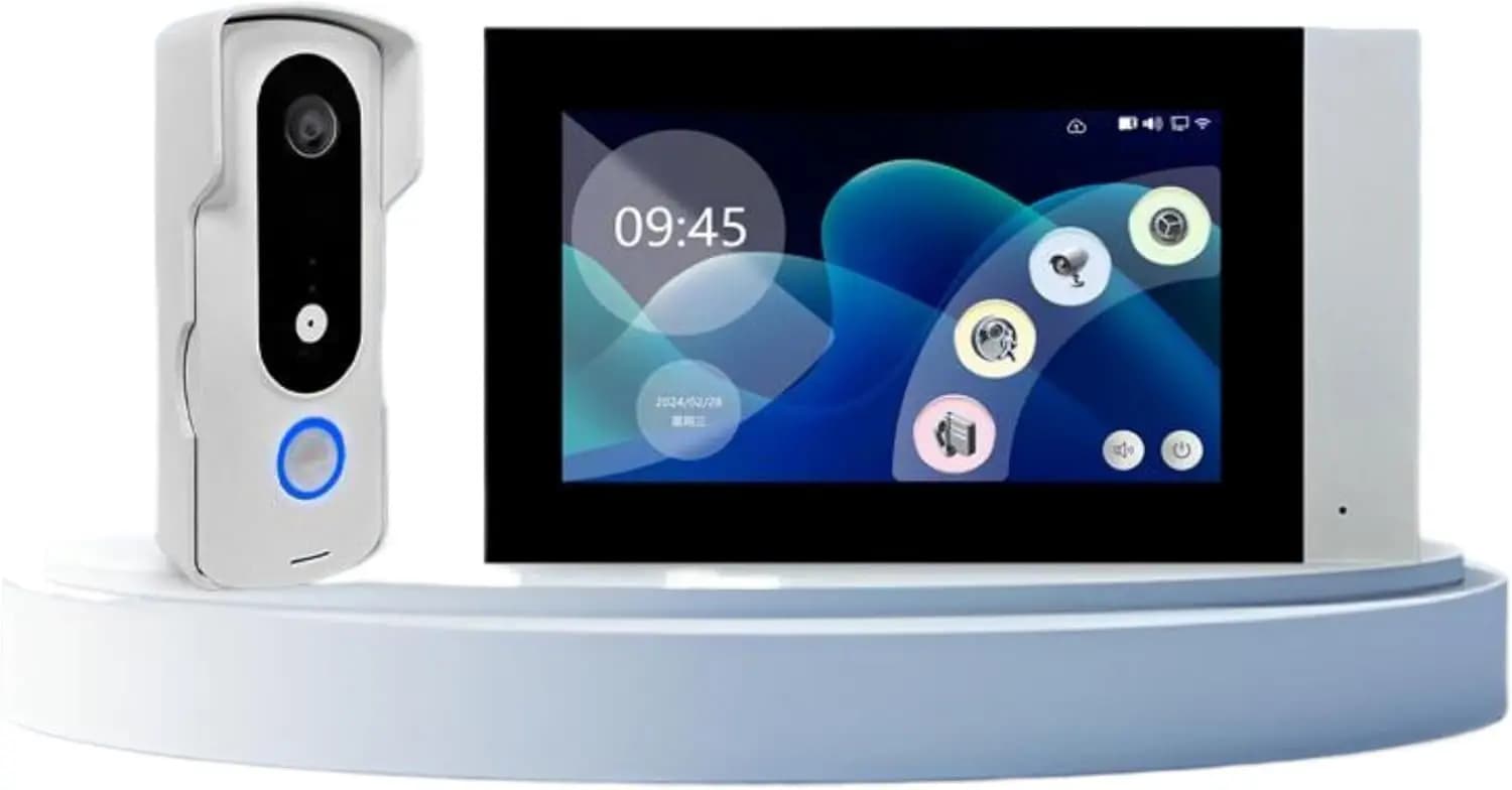 Videocitofono Smart Cablato con Touchscreen, Visione 2K da Testa a Piedi, Registrazione Basata su Eventi, Nessun Canone Mensile, 20 Utenti, App Tuya, Wi-Fi Stabile