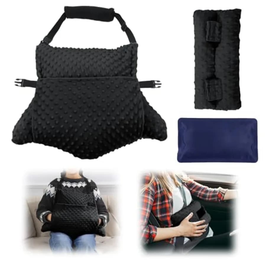 Set di 2 cuscini in memory foam sminuzzato per il recupero post-isterotomia, comodo cuscino a cintura di sicurezza per il recupero post-chirurgia addominale con tasca