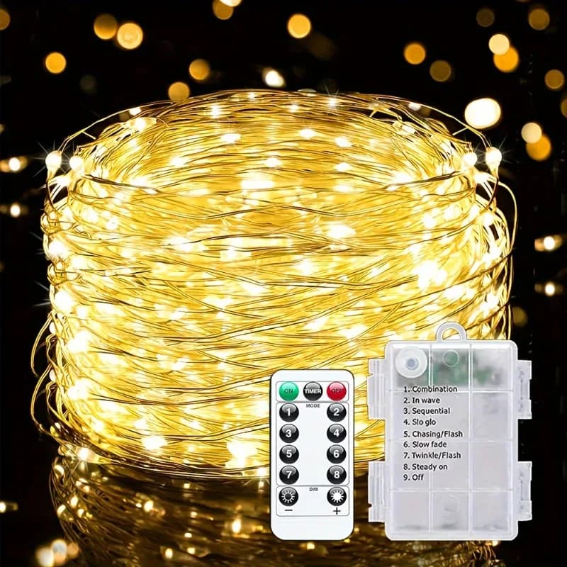 5/10/20/30M Waterproof Battery Powered Led Copper Wire String Light Remote Fairy Light for Bedroom Party Xmas Wedding Decoration