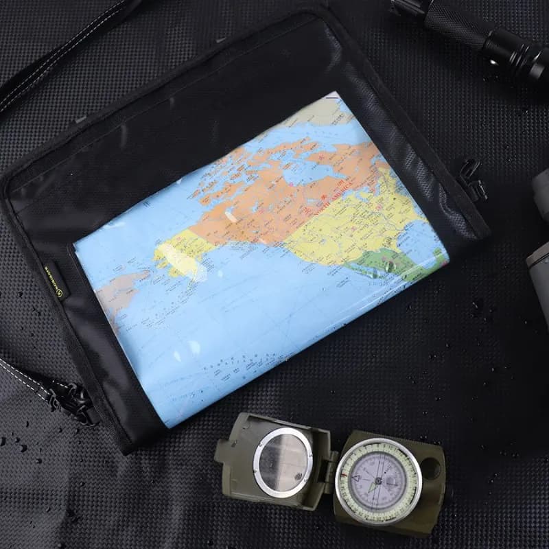 Borsa impermeabile pieghevole per documenti trasparente, custodia per mappe, porta passaporto, mappa da campeggio all'aperto