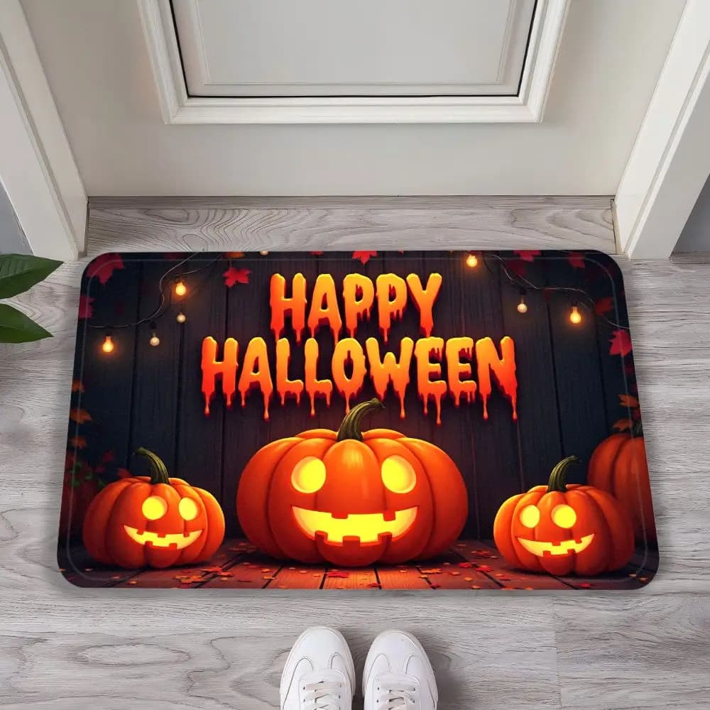 VIKAMA Birthday Girl Doormat Kawaii Black Cat Witch Hat Entrance Rug