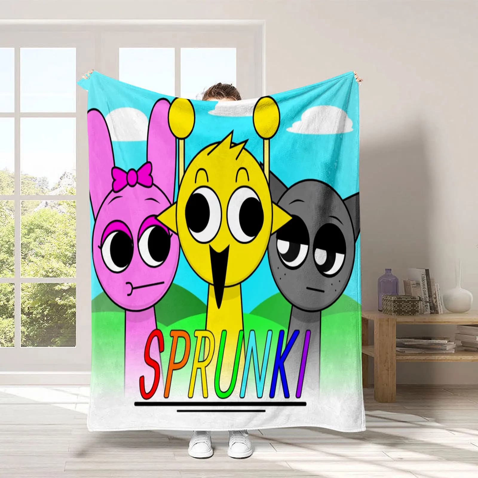 Coperte in flanella Sprunki Incredibox per bambini, ragazzi, estive, leggere, per letto, auto, regali di compleanno