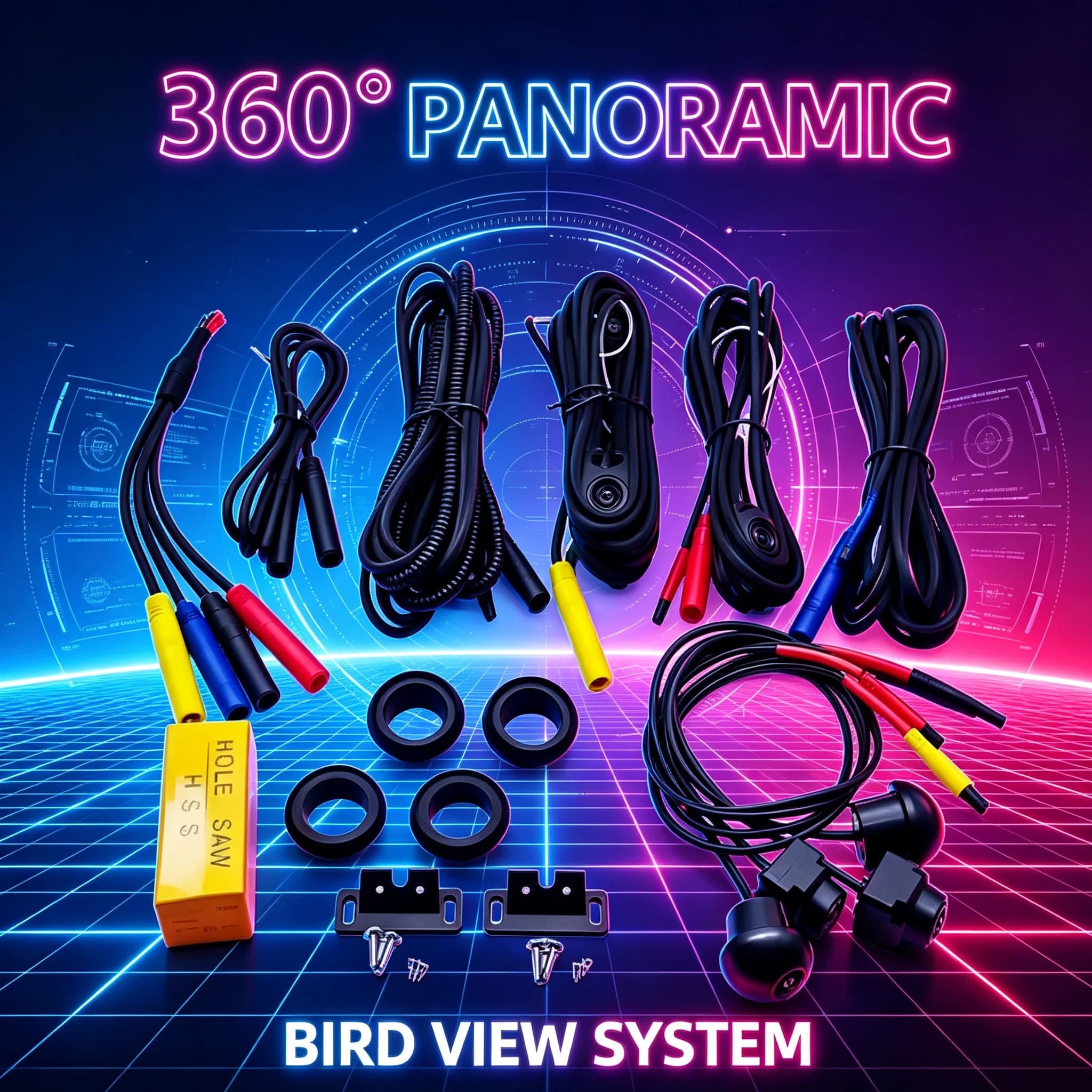 4 Channel AHD 1080P 360 Panoramic Car Camera 3D Bird Eye Surround View Night Vision Reverse Parking for Android Car Stereo