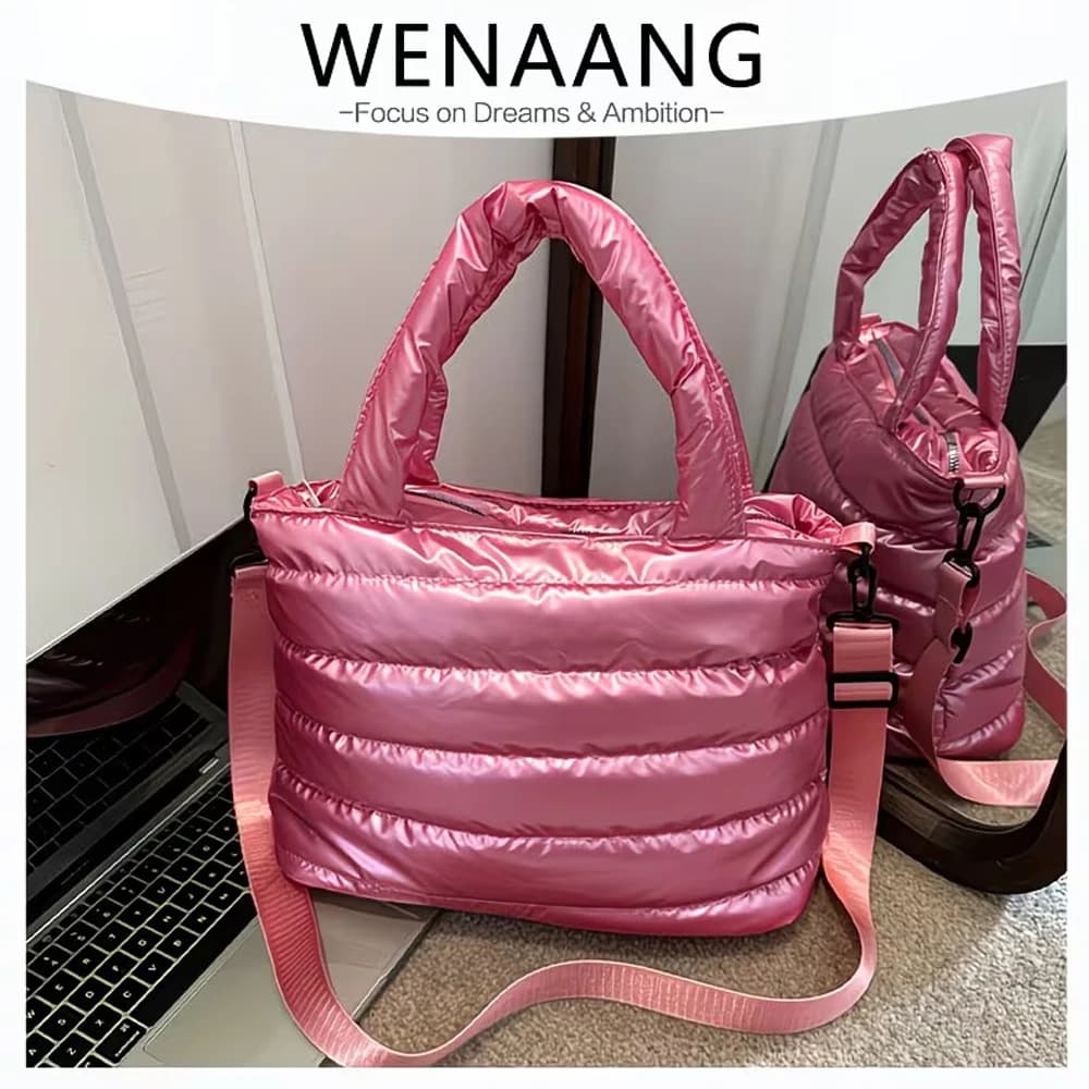 Women's Shoulder Bag, Fashionable and Casual, Minimalist Solid Color Quilted Large-Capacity Crossbody Bag, Multi-Pocket Pu Zipper Handbag, Autumn and Winter Women's Crossbody Bag