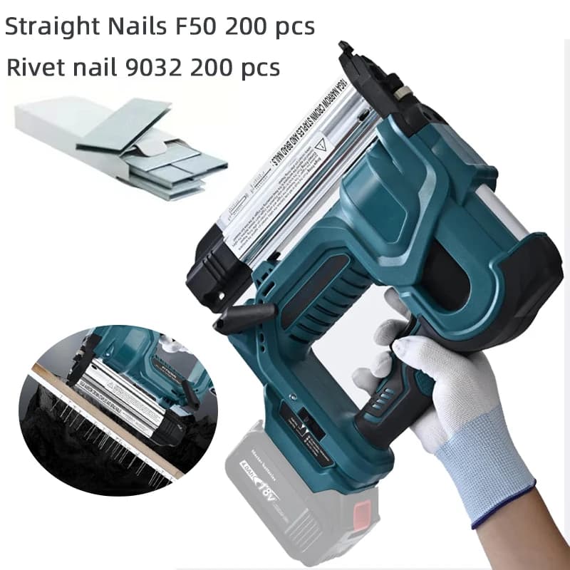 Brad Nailer Elettrico, Pistola sparachiodi 2 in 1 18G e Pistola per punti metallici per la lavorazione del legno, pavimenti, coperture e rivestimenti Chiodi dritti/a forma di N