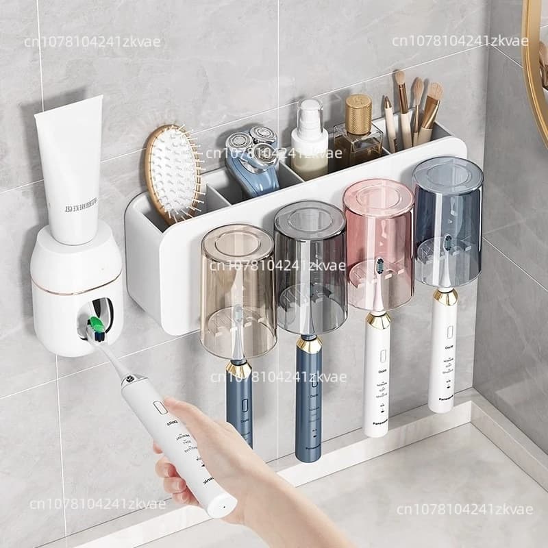 Toothbrush shelf, wall hanging for the house, without punching, mouthwashing cup, electrical toothbrush holders