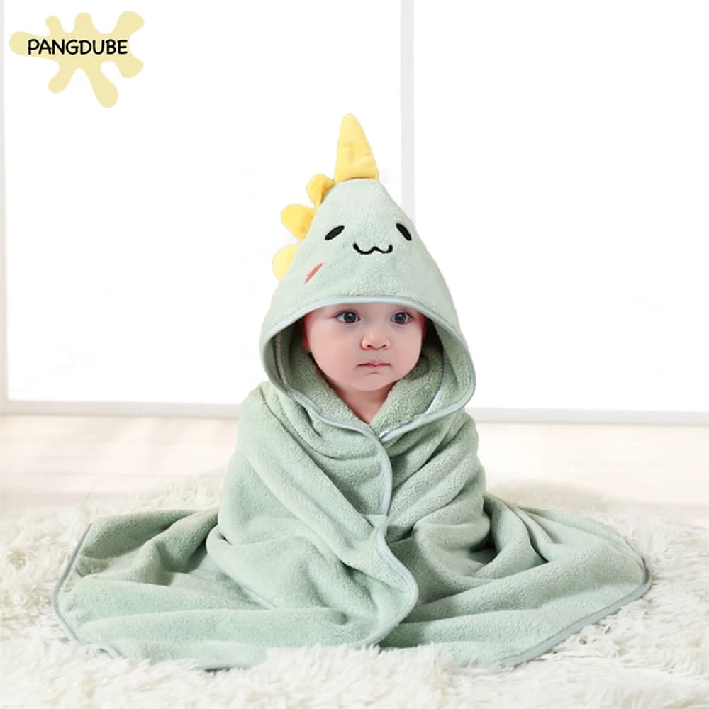 PANGDUBE Asciugamano con cappuccio per neonati, in velluto corallo, a forma di animale dei cartoni animati, ad assorbimento rapido, morbido, per neonati e bambini, accappatoio, fascia avvolgente, regalo per bambini