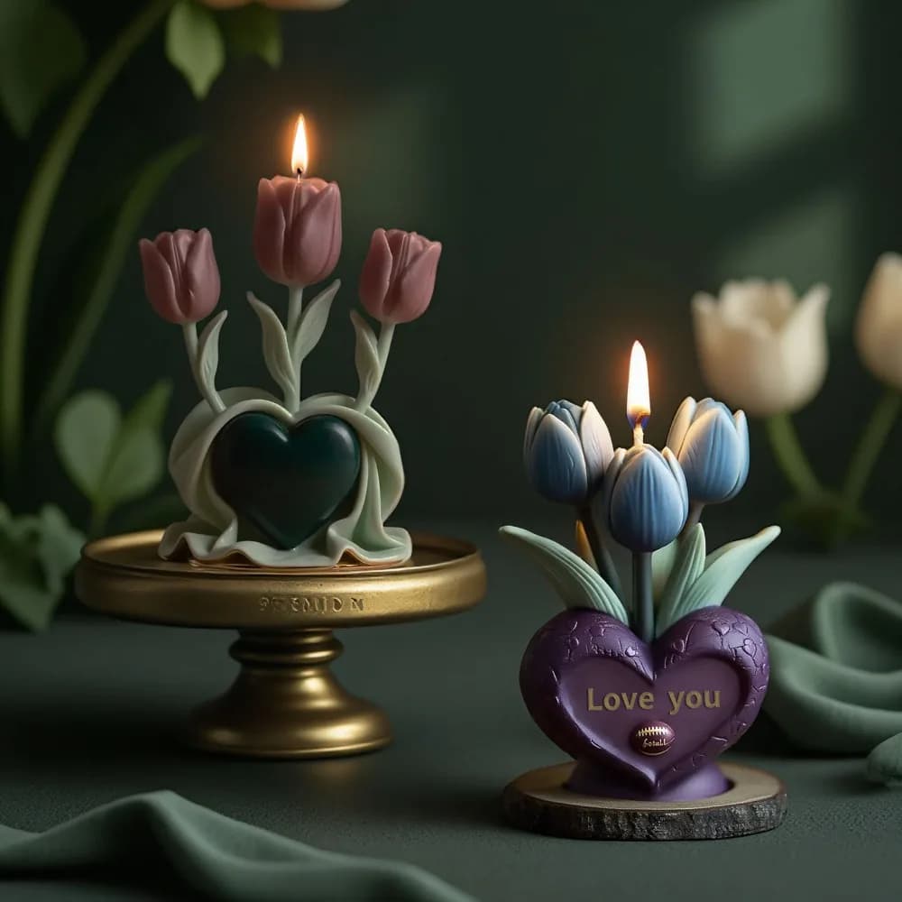 Heart Tulip Perfume Candle Silicone Print Embossed Letter I love you Vase Design Make yourself Decoration for candlelit dinner Souvenir handmade wedding