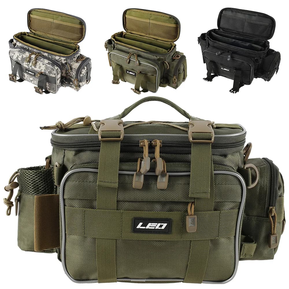 Portable Fishing Bag 1000D Oxford Fabric Shoulder Crossbody Belt Bags Outdoor Hunting Storage Tackle Bags for Sea Fishing