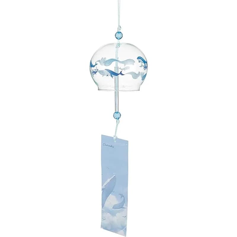 Japanese Wind Chimes Whale Pattern Glass Wind Bells Handmade Pendants for Birthday Gift Home Christmas Party Decorations
