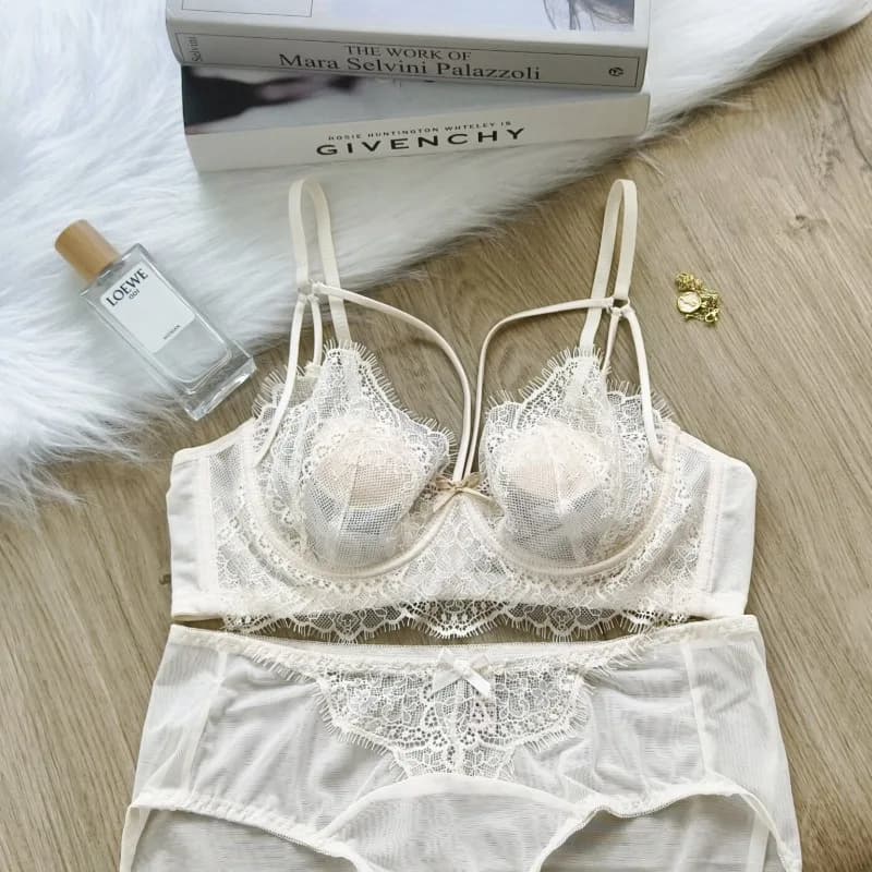 Completo reggiseno e slip in pizzo francese per donne con seno abbondante, modellante e contenitivo, con coppe sottili, supporto rimovibile e morbido anello in acciaio, taglie M-2XL, molto richiesto, 34-40