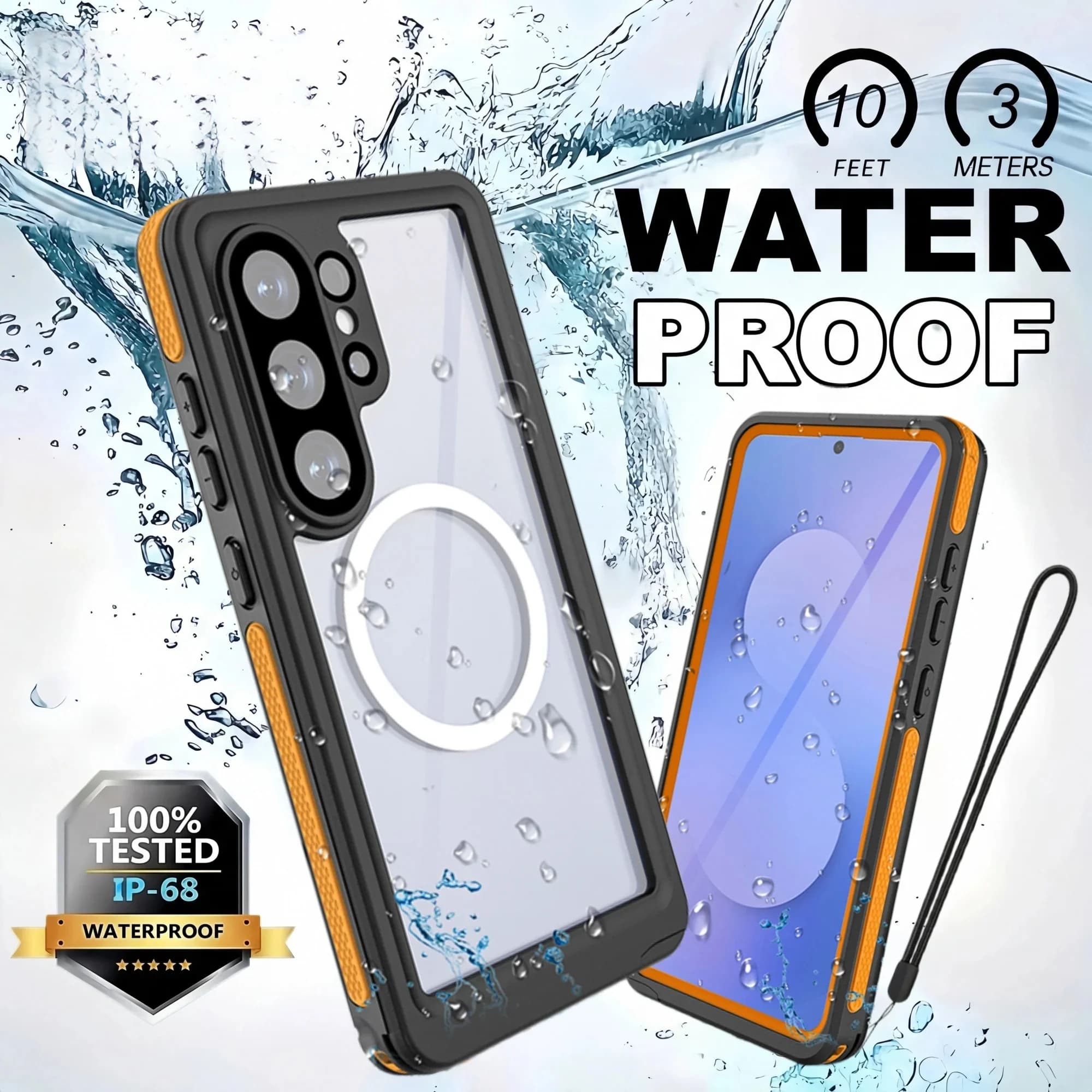IP68 waterproof housing for outdoor swimming and snorkeling for Samsung S26, S26 Ultra 360 ° Magnetic Cover Full Protection