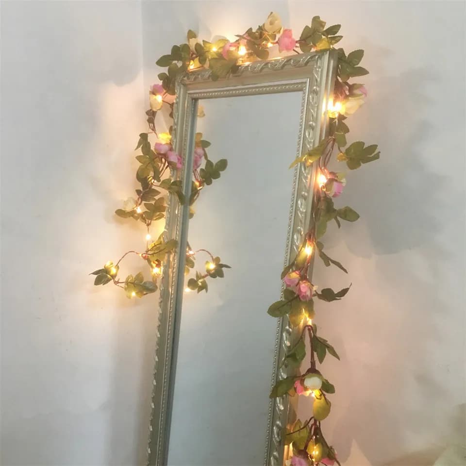 DACHAN Fatto A Mano 2.2M 25 LED Rosa Rosa Ghirlanda di Fiori di Rame Caldo LED Fata Luci Della Stringa Per La Decorazione di Cerimonia Nuziale Di Natale