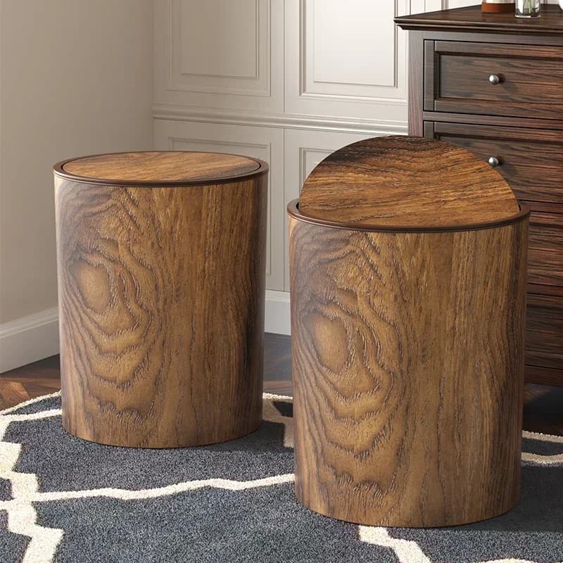 12/14L Retro imitation wood grain trash can household new large capacity living room kitchen office creative pp Wastebasket