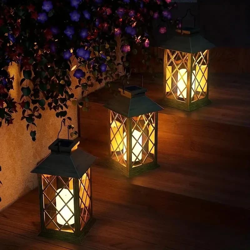 Hanging Solar Candle Lamp LED Night Light Retro Chandelier for Home Courtyard Corridor Decor Hanging Lights Desk Candle Lamp