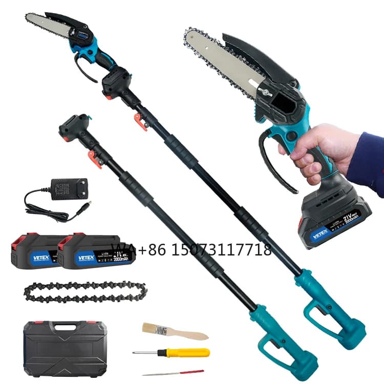 Combined set of electric garden tools 3 in a set of 6 inch battery chain saws 28 mm electric shears with telescopic pole