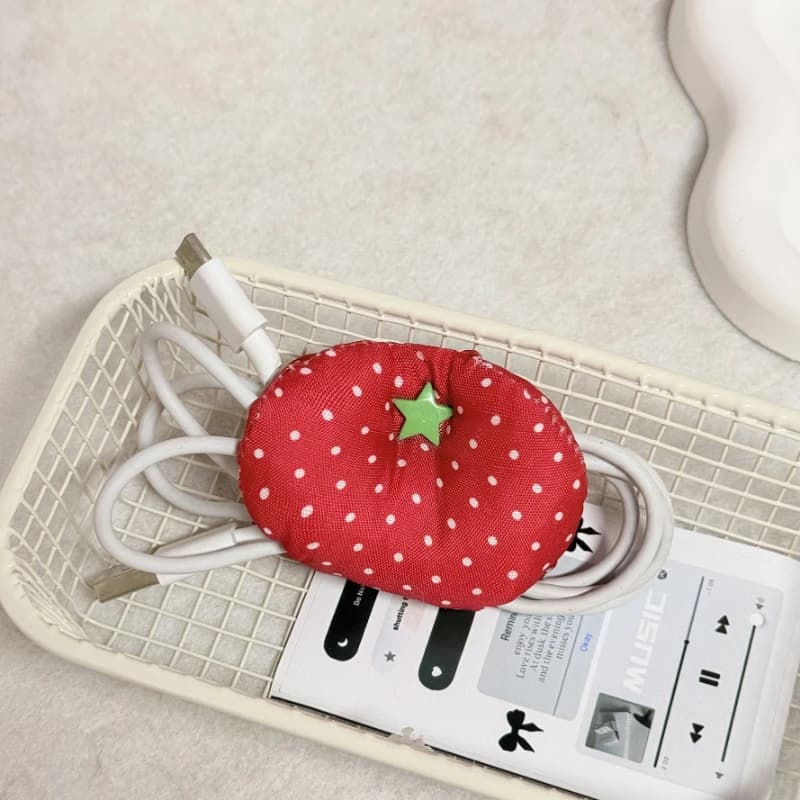 Organizzatore di Cavi in Tessuto a Forma di Pomodoro, Portacavi Riutilizzabile per Cavi di Ricarica e Auricolari, Gestione Ordinata dei Cavi