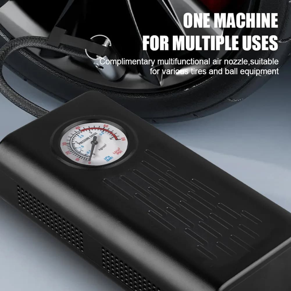 Compressore d'Aria Elettrico Ricaricabile USB, Gonfiatore Multifunzione per Pneumatici di Moto, Auto e Biciclette