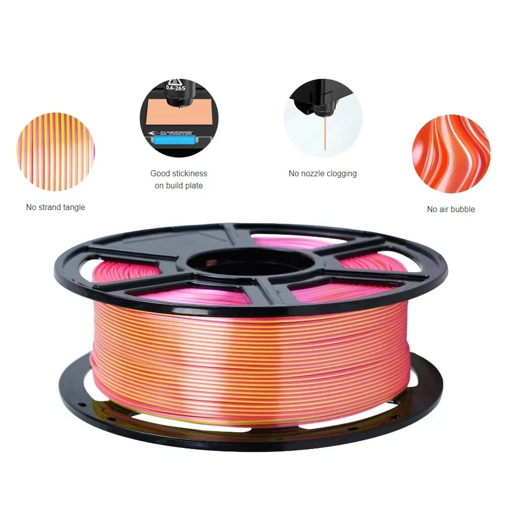 Filamento PLA+ Bicolore Effetto Seta Arcobaleno 1KG 1.75mm