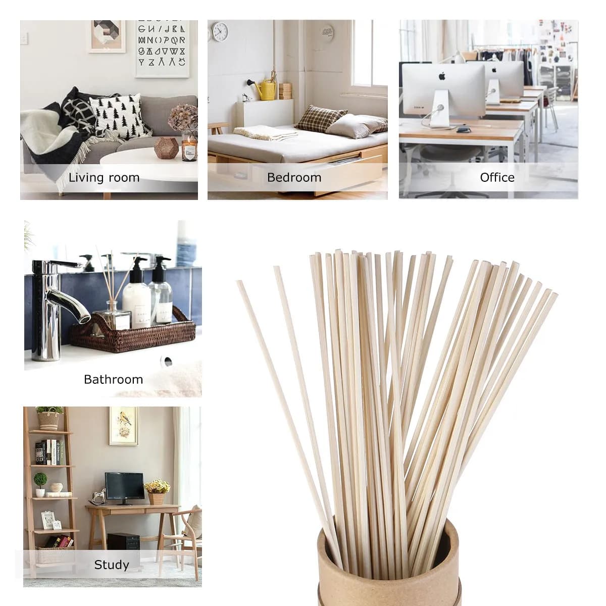 50 Pezzi Bastoncini Diffusori in Legno da 24 cm, in Rattan Naturale, per Oli Essenziali e Profumatori Ambiente