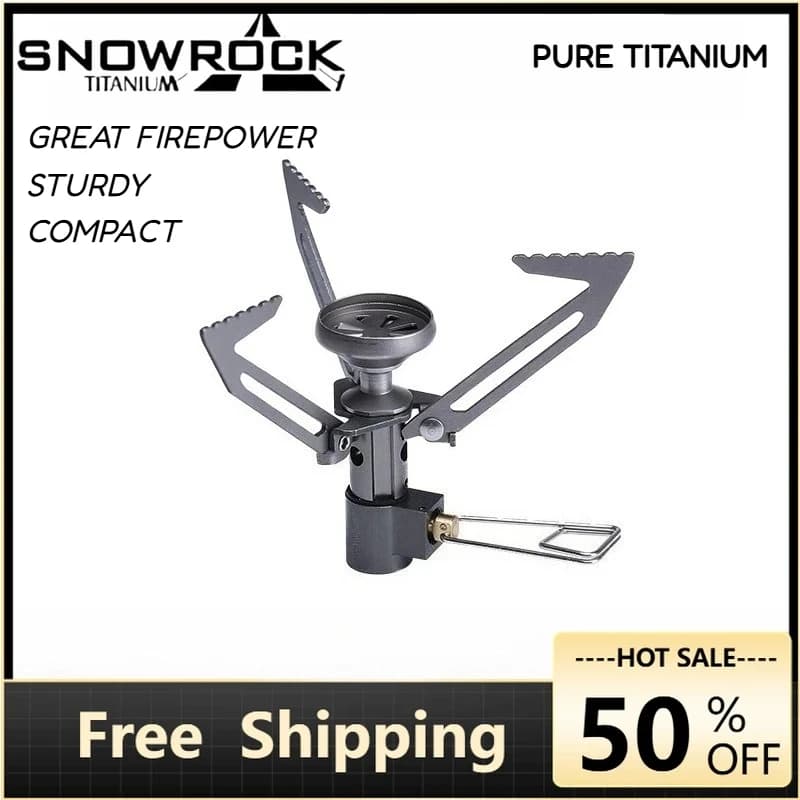 SNOWROCK Fornello da Campeggio Ultra-leggero Tutto-in-uno in Titanio Puro, Mini Fornello Portatile per Bollire Acqua, per Campeggio, Escursionismo e Cucina all'Aperto