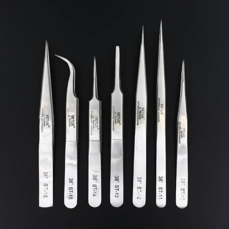 100% VETUS Originale Serie ST Nuovo HRC 38 Ultra Precisione 302 Pinzette In Acciaio Estensioni Delle Ciglia di Visone Anti Acido Punta Super Fine