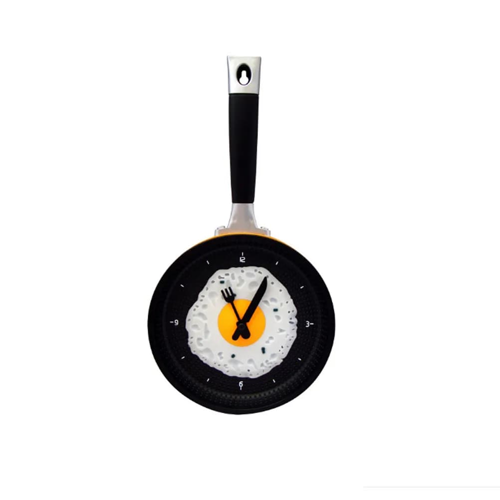Orologio da parete con design a forma di padella gialla, decorazione moderna per la casa, orologio da appendere per cucina e soggiorno.