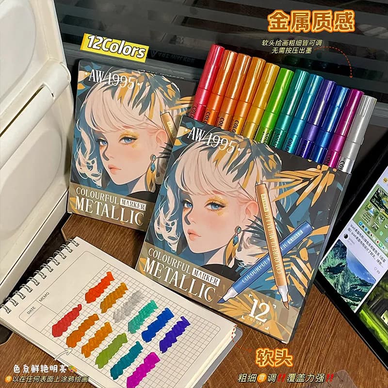 Metal Acrylic Marker Pen Waterproof Touch up Paint Pen Signature Soft Head Art 3D printing accessories