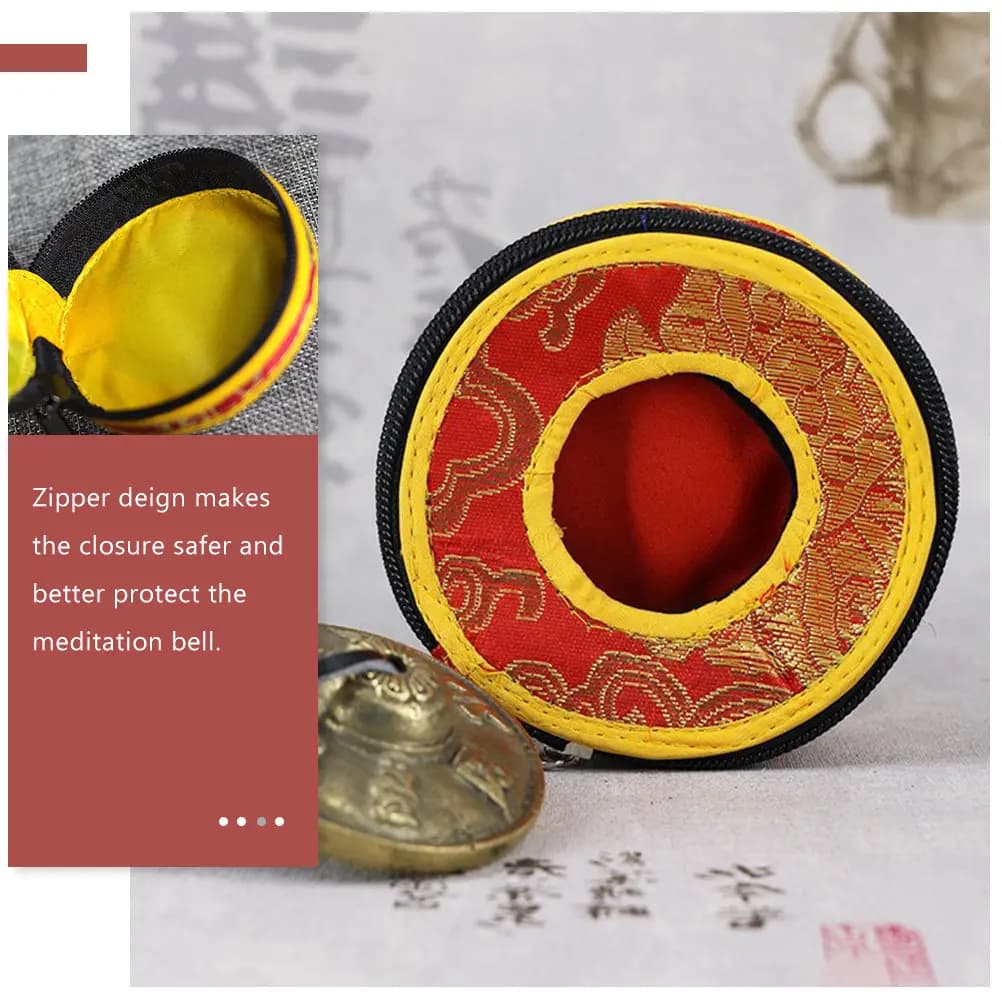 Premium Polyester Meditation Bell Storage Bag with Zipper Closure for Tibetan Buddhist Temple Bells Protection Travel Safe