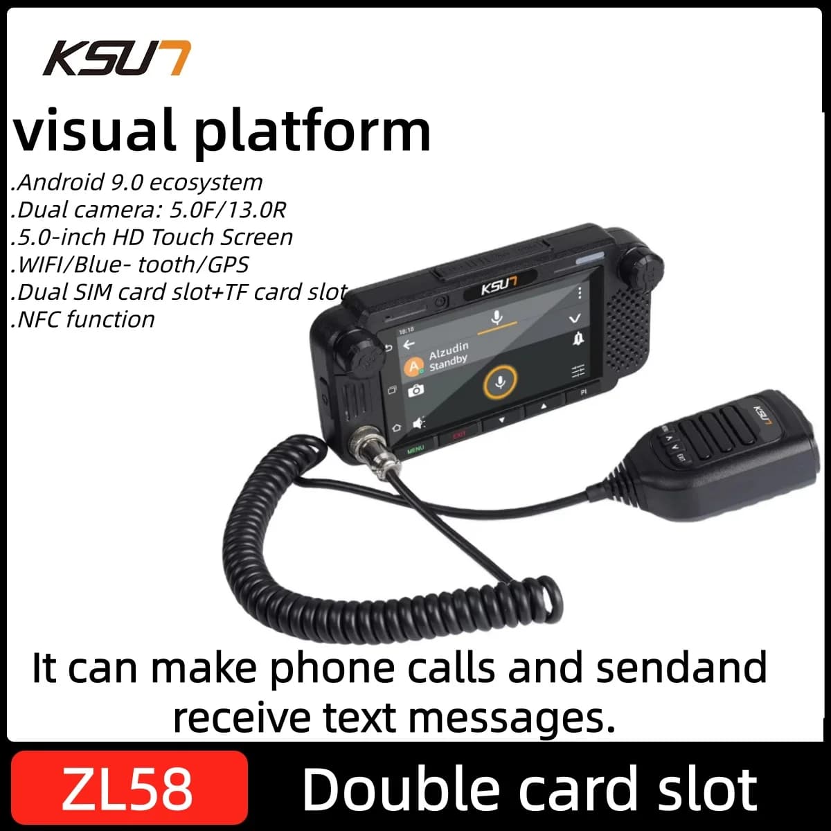 KSUN ZL58 Walkie Talkie 4G POC con Doppia Fotocamera, Touch-screen e Doppio Slot per Schede, Radio per Auto NFC Compatibile con l'App ZELLO
