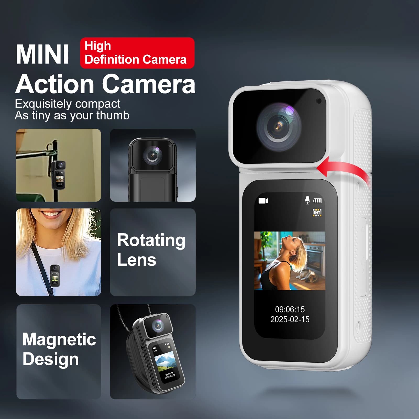 2.7K 1080P WiFi Thumb Action Camera IPS Screen Small sports camera DV for bicycle driving