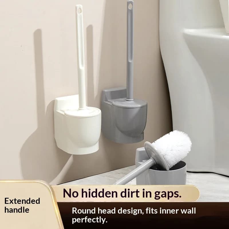 Spazzola per WC a forma di toilette senza angoli morti, spazzola per la pulizia del WC, spazzola per WC con asta staccabile per bagno domestico
