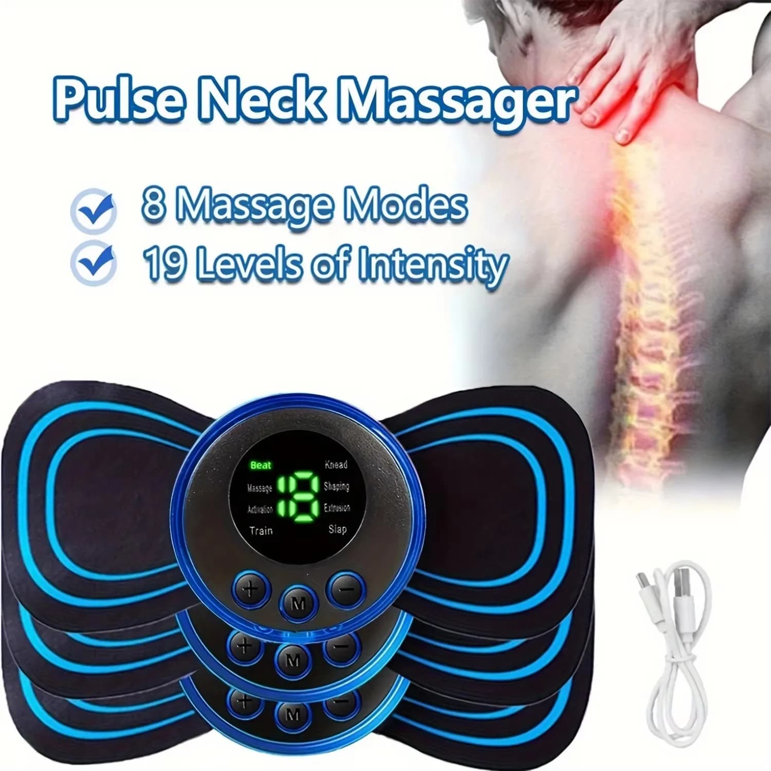 EMS Electric Massage for Collo 2026, Mini Cervical Stimulator and Dorsal, Portable Massage Mat with Gel Bearings, Rechargeable