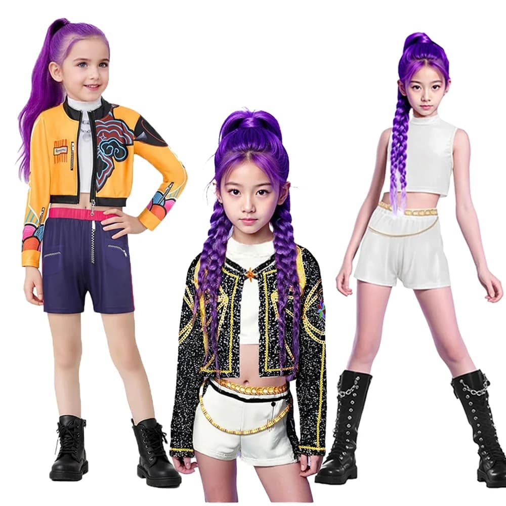 Rumi Cosplay K-Pop Costume da Guerriero Set Star Girls Group Bambini Giochi di ruolo Abbigliamento Natale Carnevale Costume di Halloween