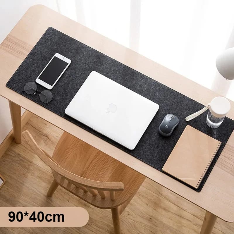 Tappetino per Scrivania da Ufficio 90*40cm, Tappetino per Tastiera e Mouse in Feltro di Lana, Cuscino per Laptop, Tappetino Antiscivolo per Scrivania, Mousepad per Gamer