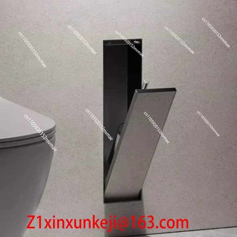 Scopino per WC a nicchia in acciaio inossidabile nascosto, con cestino per rifiuti e dispenser per carta igienica integrati nel bagno