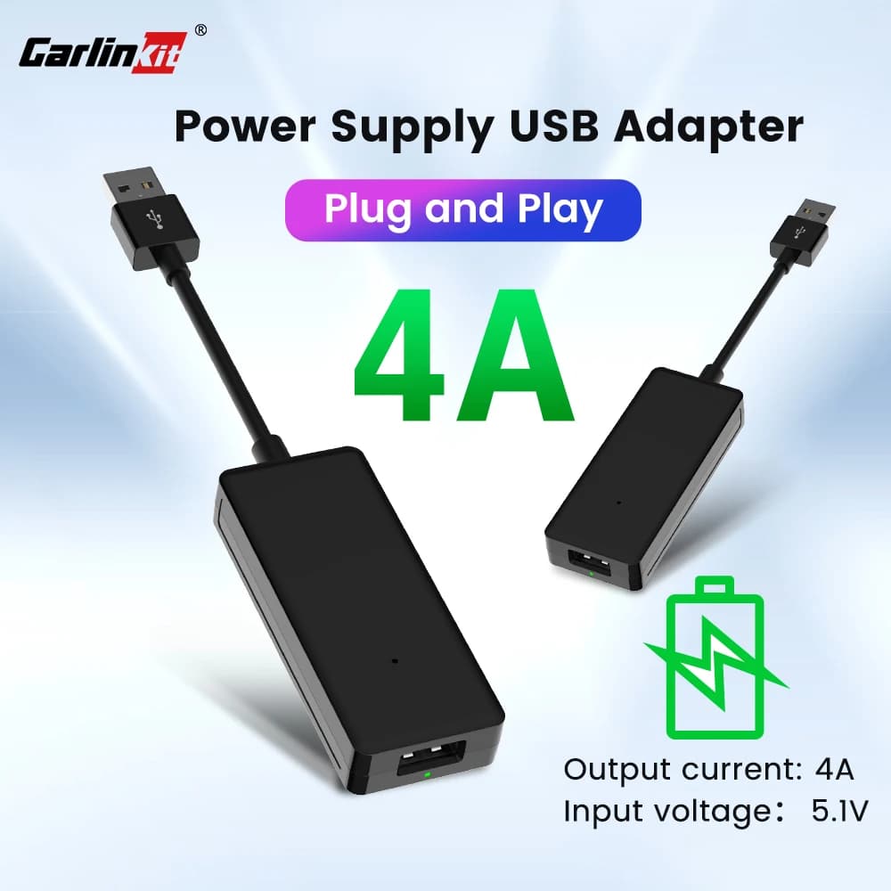 Adattatore di alimentazione per auto USB Scatola di alimentazione CarPlay cablata da 4 V CarPlay wireless Android Auto Plug-and-play Accessori per auto