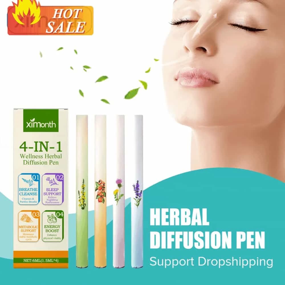 Diffusore di Aromi 4-in-1 a Forma di Penna, Rinvigorente e Rilassante, Purificante per Respirazione e Polmoni