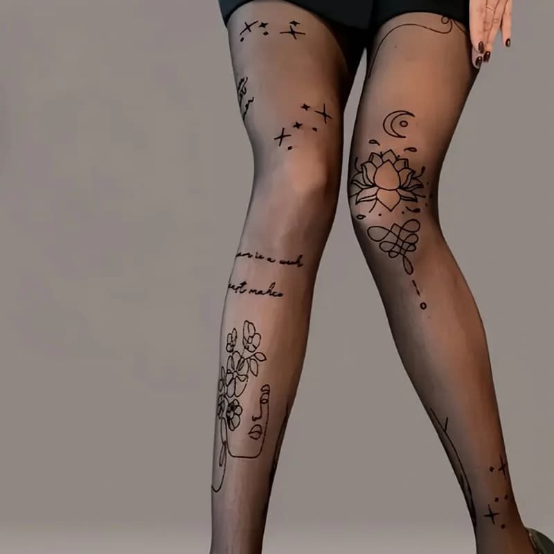 Collant velati eleganti da donna: pantaloni skinny elasticizzati e traspiranti con stampa floreale per l'uso quotidiano, leggings alla moda