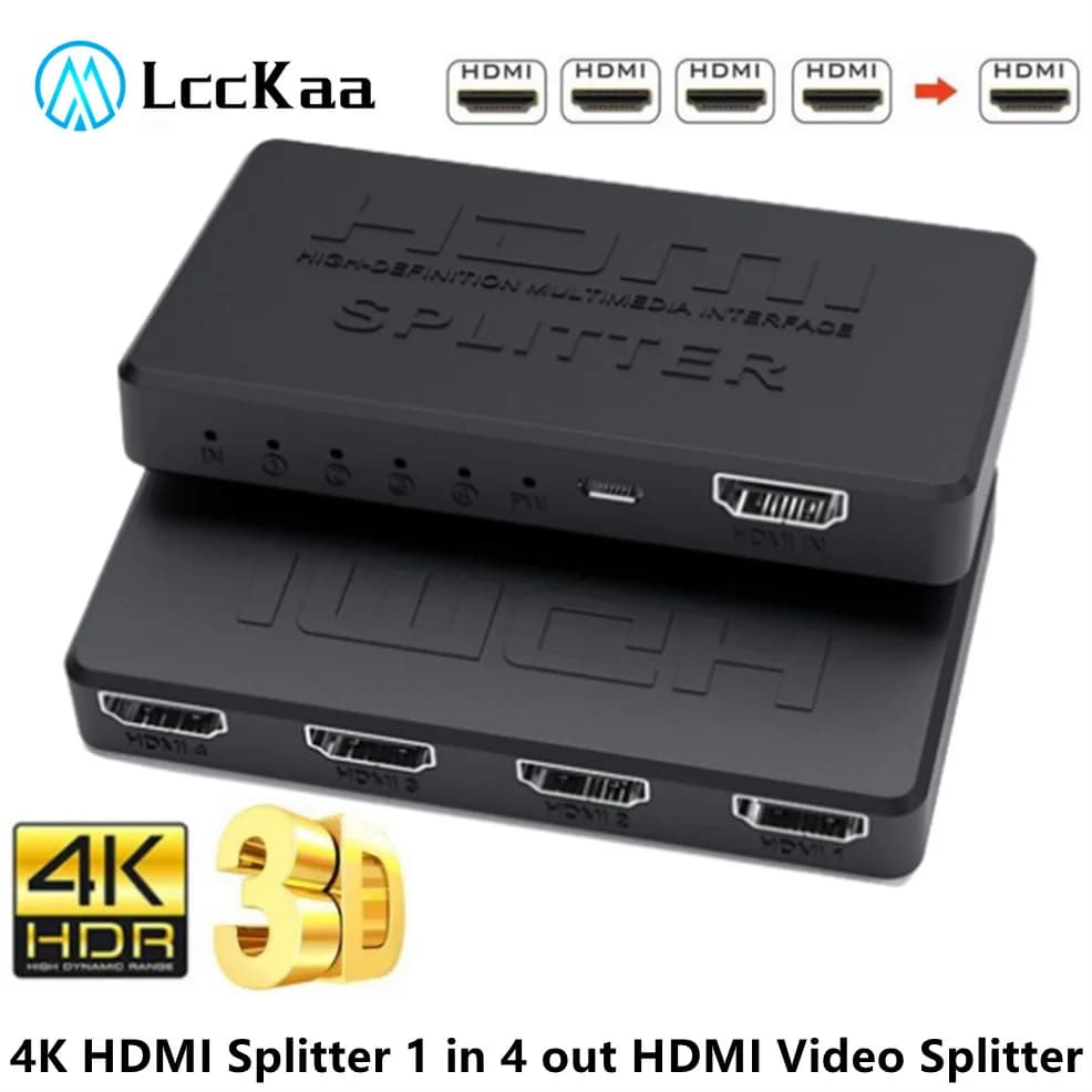 1x4 Convertitore splitter compatibile HDMI 1 in 4 out Switcher video Splitter 1x4 Hub HDMI per PS4 Monitor portatile TV Box Proiettore