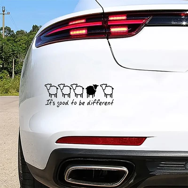 "Be Different Sheep Sticker Divertente decalcomania in vinile per auto, moto, laptop, bottiglia d'acqua, camion, finestra, telefono"