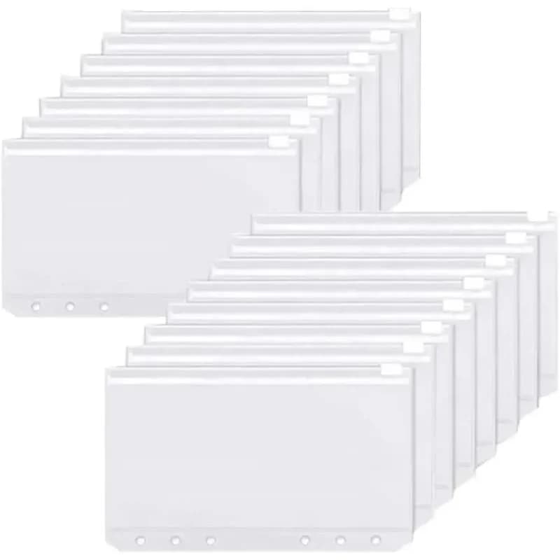 Binder Pockets A6 6-Hole Zipper Binder Pockets Waterproof PVC Cash Budget Envelopes Loose Leaf Bag For Binder Notebook Planner