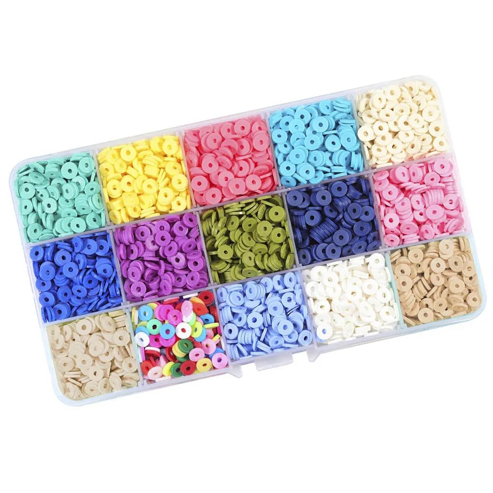 Set di 3600 Perline in Argilla Polimerica Morbida per Creazione di Gioielli Fai-da-Te per Bambini, Collane, Braccialetti e Portachiavi, Migliora la Coordinazione Occhio-Mano