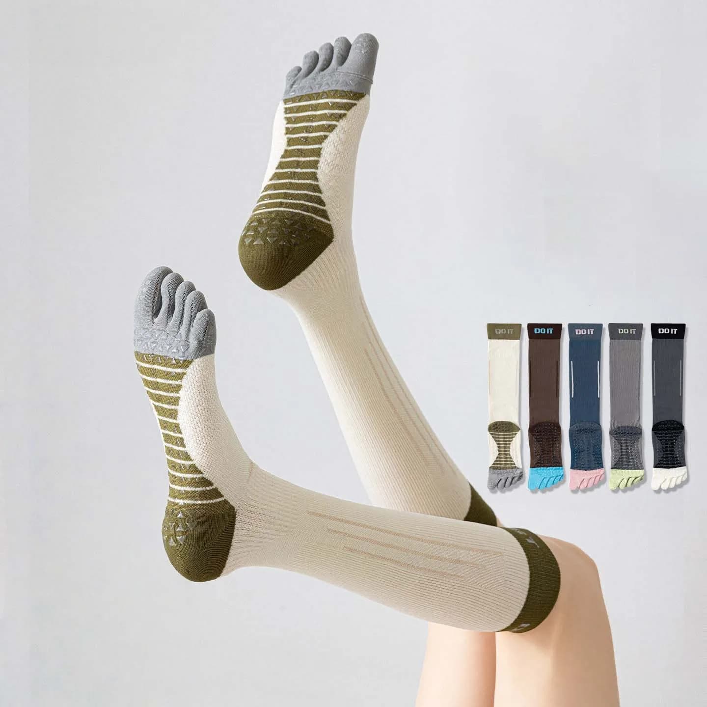 Women Yoga Socks Fitness Cotton Breathable Non-Slip Pilates Socks Damping Dance Ballet Grip Socks for Women Five Finger Socks