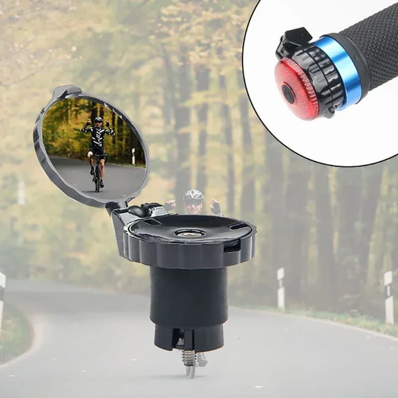 1pc specchietto retrovisore per bicicletta rotazione regolabile manubrio ciclismo spia LED specchietti retrovisori accessori bici