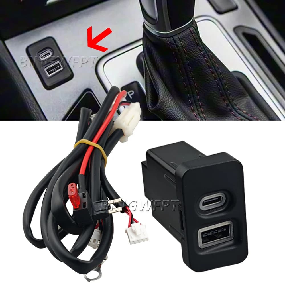 Nuovo Caricabatterie per Auto con Luce Rossa QC3.0 USB TYPE-C PD, Doppia Interfaccia di Ricarica per Telefono, Cavo per Great Wall Haval H6 Coupe 2015-2020