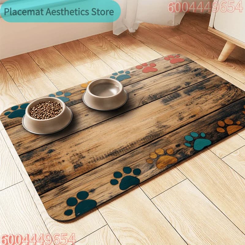 Soft Waterproof Pet Feeding Mat Splash-Proof Absorbent Non-Slip Durable Easy Clean for Dogs and Cats Pet Food & Water Bowl Mat